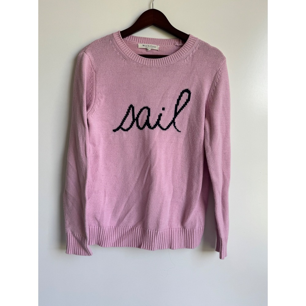 Workshop Republic Pink Sail Nautical Sweater Women Medium Nautical Preppy Knit